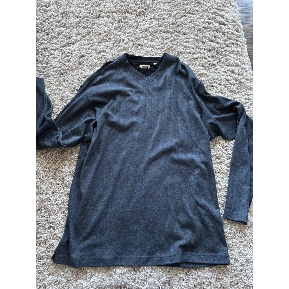 Mens Navy Blue Haggar Pullover Long Sleeve Shirt Size XL